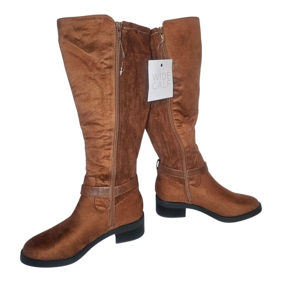Life Stride Brooks Wide Calf Boot NWT Sz 8W Walnut Coffee Brown Knee High Boots - Picture 3 of 9